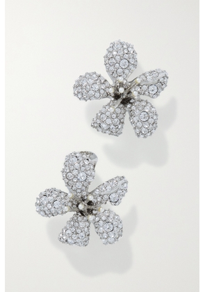 Oscar de la Renta - Flora Magnifica Silver-tone, Crystal And Faux Pearl Clip Earrings - One size