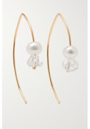 Melissa Joy Manning - Wishbone 14-karat Recycled Gold, Herkimer Diamond And Pearl Earrings - One size