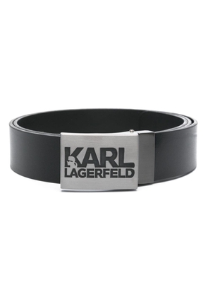 Karl Lagerfeld logo-engraved leather belt - Black