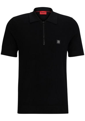HUGO logo-appliqué knitted polo shirt - Black