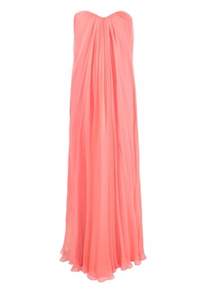 Alexander McQueen strapless draped silk dress - Pink