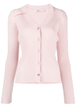 b+ab pointed-flat collar button-down cardigan - Pink