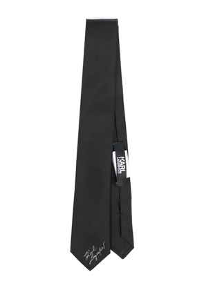 Karl Lagerfeld logo-embroidered silk tie - Black