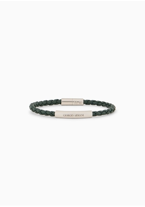OFFICIAL STORE Plaited-leather Bracelet With 925 Sterling Silver Details