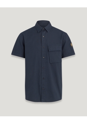 Belstaff Scale Short Sleeve Shirt Men's Garment Dye Cotton Dark Ink Size 3XL