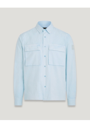 Belstaff Mineral Caster Shirt Men's Garment Dye Cotton Skyline Blue Size 2XL