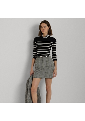 Glen Plaid Tweed Pencil Miniskirt