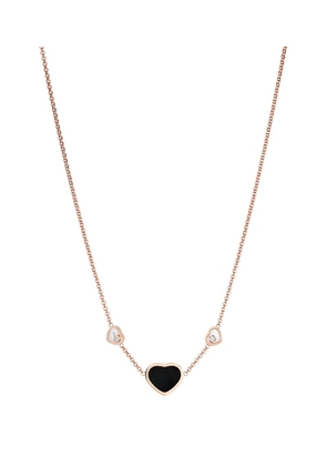 Chopard Rose Gold, Diamond And Onyx Happy Hearts Pendant