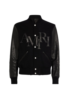 Amiri Wool-Leather Logo Varsity Jacket