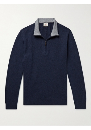 Faherty - Jackson Hole Organic Cotton-Blend Half-Zip Sweater - Men - Blue - S