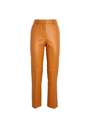 Leather Stretch Coleman Trousers in Beige