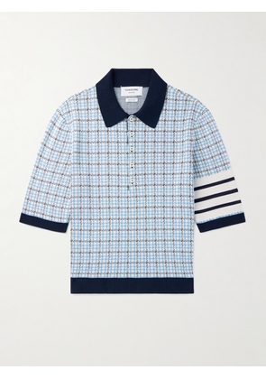 Thom Browne - Jacquard-Knit Silk and Cotton-Blend Polo Shirt - Men - Blue - 1