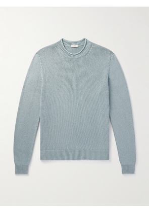 Agnona - Logo-Appliquéd Silk and Cotton-Blend Sweater - Men - Blue - S