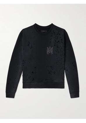 AMIRI - Shotgun Logo-Print Distressed Cotton-Jersey Sweatshirt - Men - Black - XS