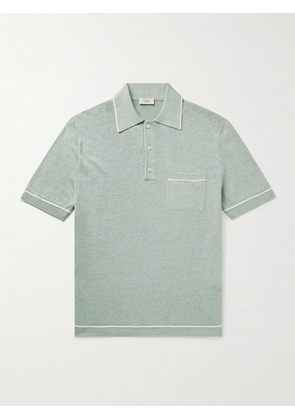 Agnona - Slim-Fit Linen Polo Shirt - Men - Green - S