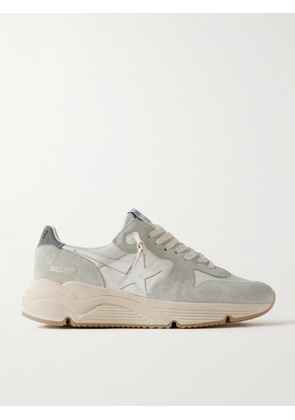 Golden Goose - Running Sole Leather-Trimmed Distressed Suede and Silk-Faille Sneakers - Men - Neutrals - EU 39