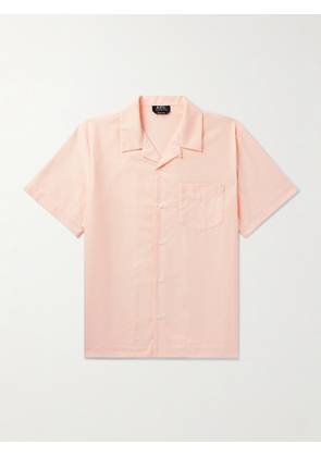 A.P.C. - Lloyd Convertible-Collar Striped Organic Cotton Shirt - Men - Orange - XS