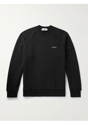 Stone Island - Logo-Appliquéd Garment-Dyed Cotton-Jersey Sweatshirt - Men - Black - S