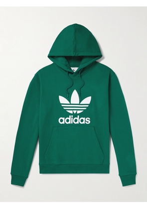 adidas Originals - Logo-Print Cotton-Jersey Hoodie - Men - Green - XS