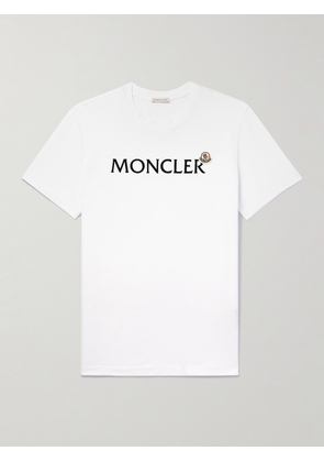 Moncler - Logo-Flocked Cotton-Jersey T-Shirt - Men - White - S
