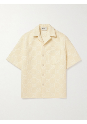 Gucci - Oversized Camp-Collar Monogrammed Terry-Jacquard Shirt - Men - Yellow - IT 48