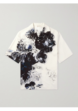 Alexander McQueen - Convertible-Collar Floral-Print Silk Shirt - Men - White - UK/US 15.5