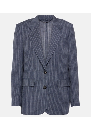 Loro Piana Belia pinstripe linen, wool and silk jacket