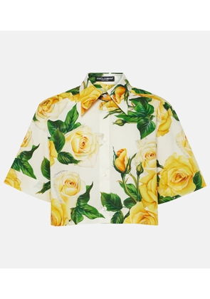 Dolce&Gabbana Floral cropped cotton poplin shirt