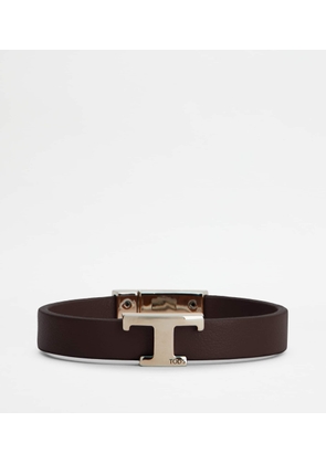 Tod's - T Timeless Bracelet in Leather, BROWN, L - Accessories