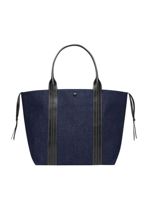Leather and cotton cabas tote