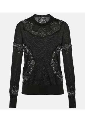 Dolce&Gabbana Lace-trimmed cashmere-blend sweater