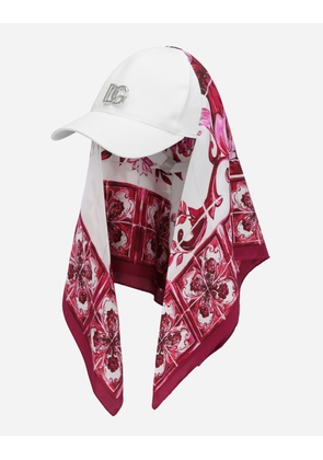 Dolce & Gabbana Baseball Cap With Majolica-print Scarf - Woman Hats And Gloves Multi-colored Cotton 57