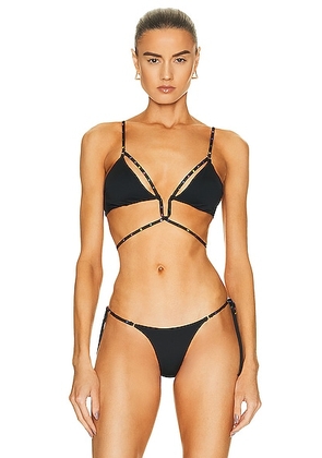 Monica Hansen Beachwear Starlight Deep U Triangle Bikini Top in Black - Black. Size XS (also in ).