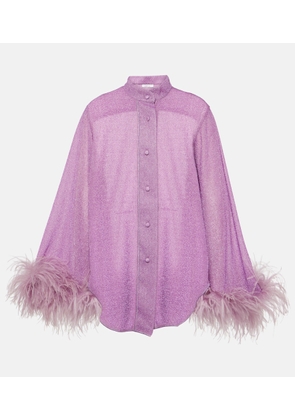 Oséree Lumière Plumage feather-trimmed shirt