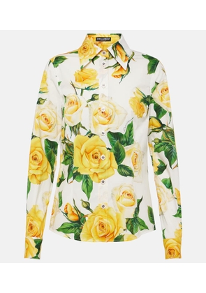 Dolce&Gabbana Floral cotton-blend poplin shirt