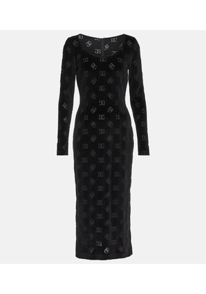 Dolce&Gabbana Logo velvet midi dress
