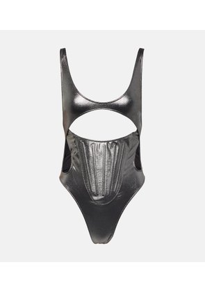 Mugler Cutout metallic swimsuit
