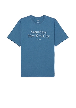 SATURDAYS NYC Miller Standard Short Sleeve Tee in Coronet Blue - Blue. Size L (also in S, XL/1X).