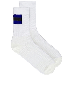 On Tennis Sock in White & Indigo - White. Size L (also in M, XL).