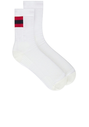 On Tennis Sock in White & Red - White. Size L (also in M, XL).