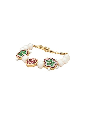 Casablanca Gradient Flower Bracelet in Pearl & Multi - Multi. Size all.