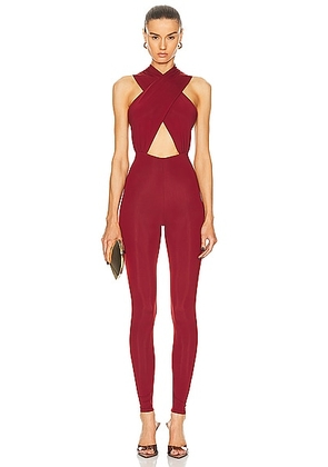 The Andamane Hola Halterneck Jumpsuit in Rust - Rust. Size L (also in M, S, XS).