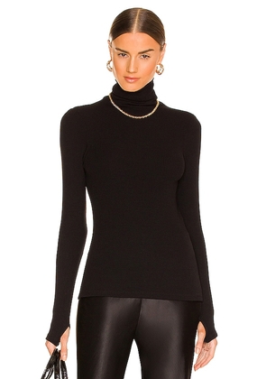 Enza Costa Sweater Knit Long Sleeve Turtleneck in Black. Size L, S, XL, XS.