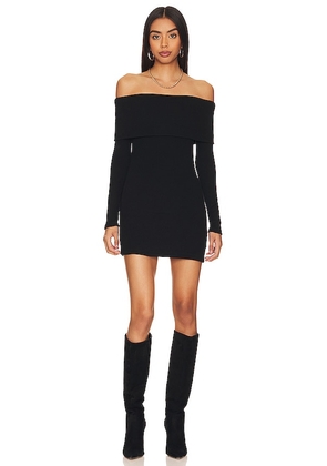 Enza Costa Off-shoulder Sweater Mini Dress in Black. Size L, S, XS.