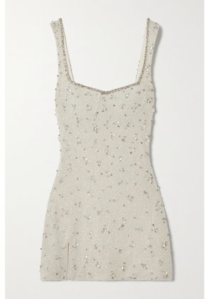 Clio Peppiatt - Embellished Stretch-tulle Mini Dress - Ivory - xx small,x small,small,medium,large,x large