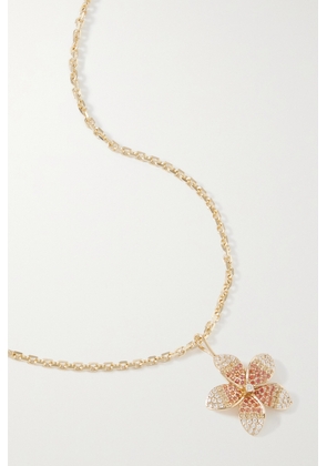 Sydney Evan - Large Plumeria 14-karat Gold Diamond And Sapphire Necklace - One size
