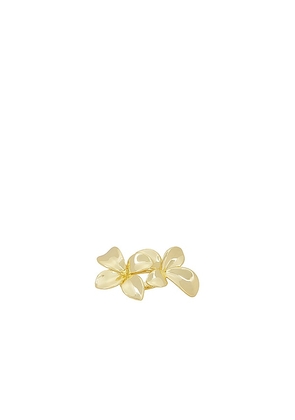 By Adina Eden Double Flower Claw Ring in Metallic Gold.