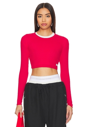 Alexander Wang Cropped Crewneck Tee in Red. Size M, XL, XS.