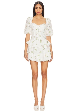 For Love & Lemons Kinsley Mini Dress in White. Size M, S, XL, XS.