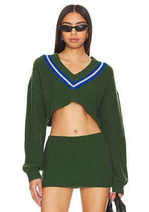Champion X DANIELLE GUIZIO Crop Rib Knit Pullover Sweater in Green. Size M, S, XL, XS.